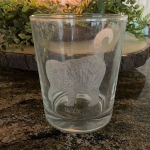 SAKOWITZ TABBY CAT RARE ETCHED GLASS CUP France.